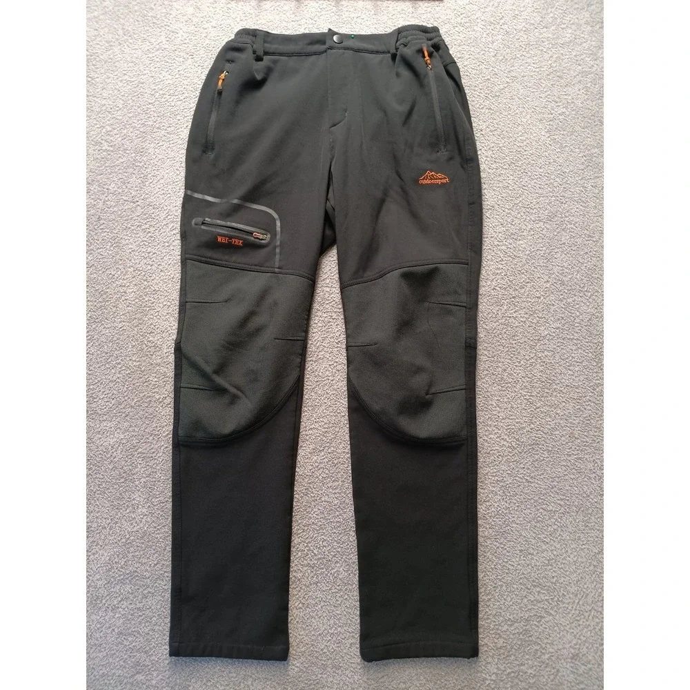 Outdoorsport Men's WEI-TEX Softshell Hiking Pants Black Size L Fleece